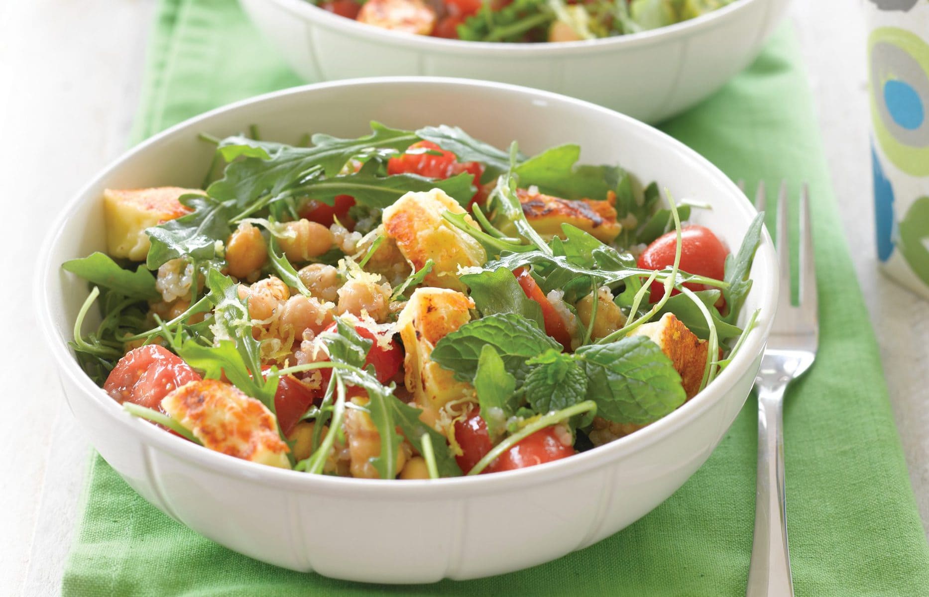 Minted haloumi salad
