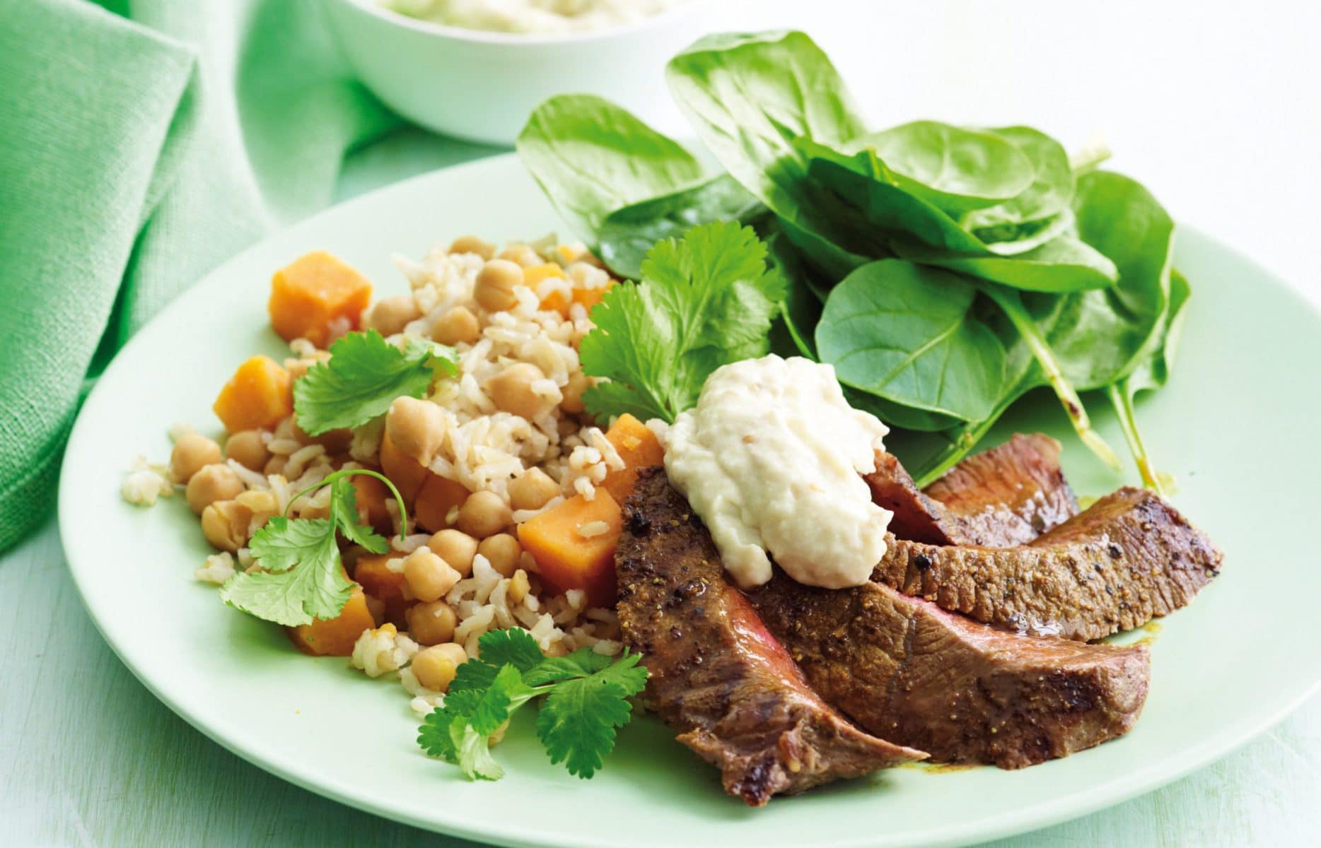 Moroccan beef with golden kumara rice