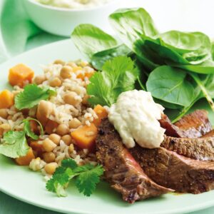 Moroccan beef with golden kumara rice