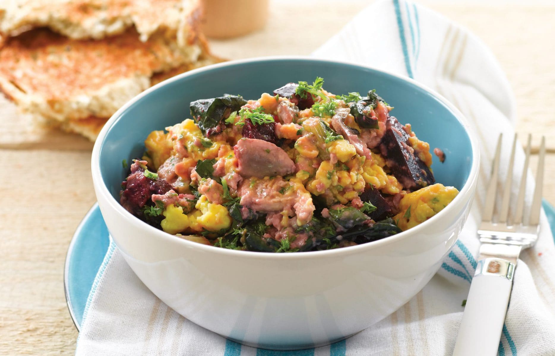 Mushroom and silver beet vege scramble