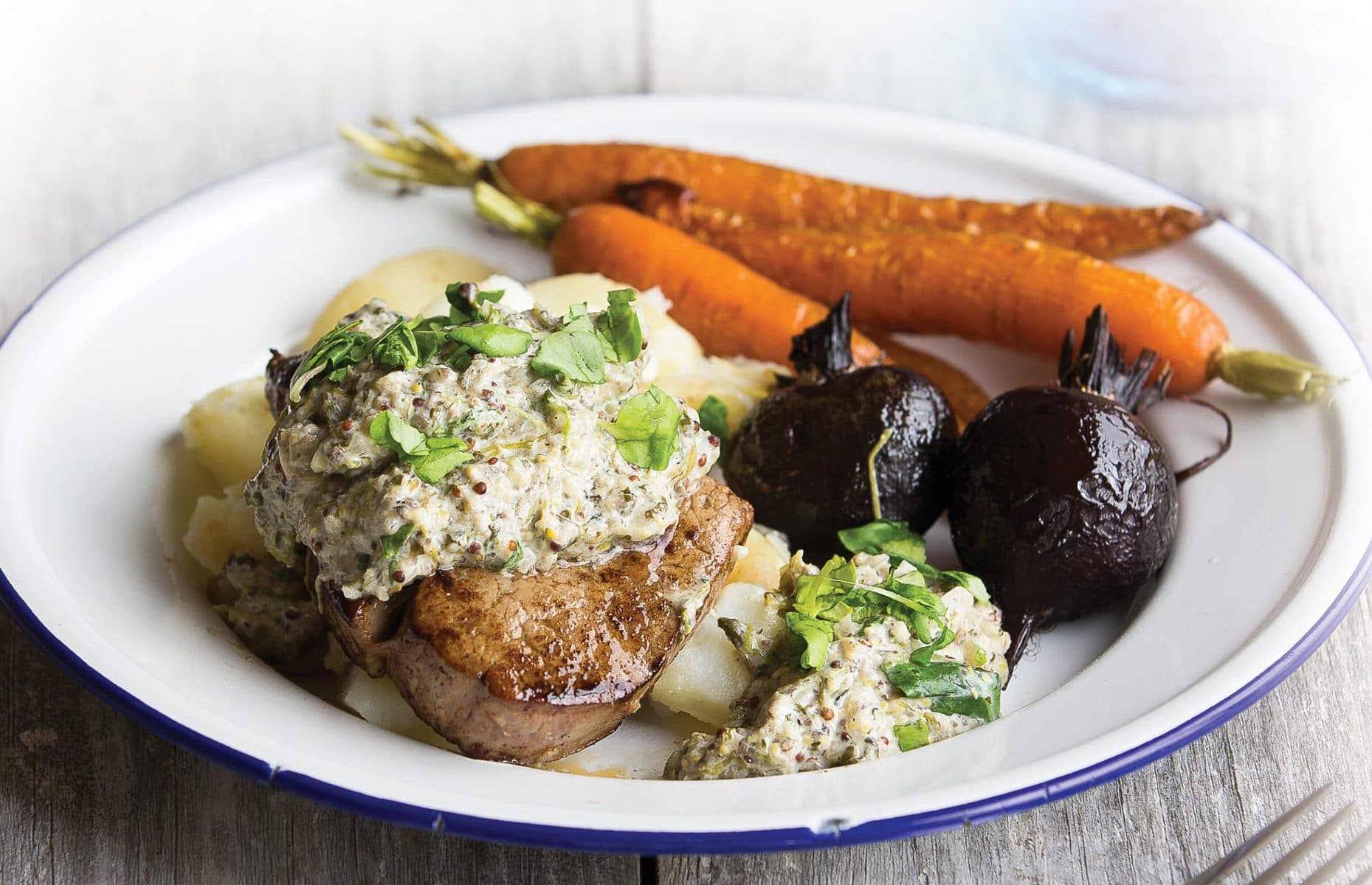 Mushroom and watercress steak