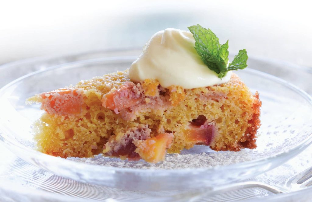 Nectarine almond sponge