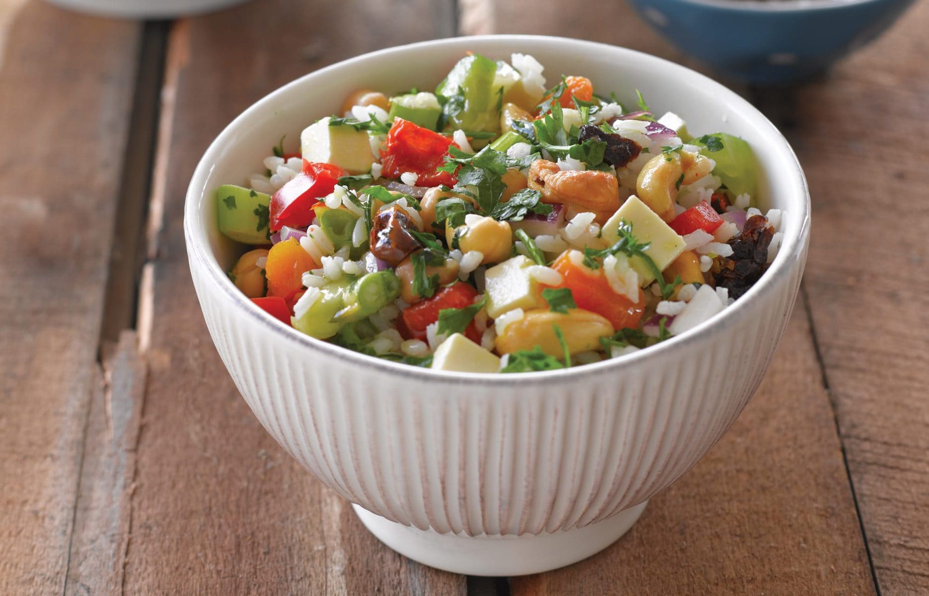 Nut and veg rice salad