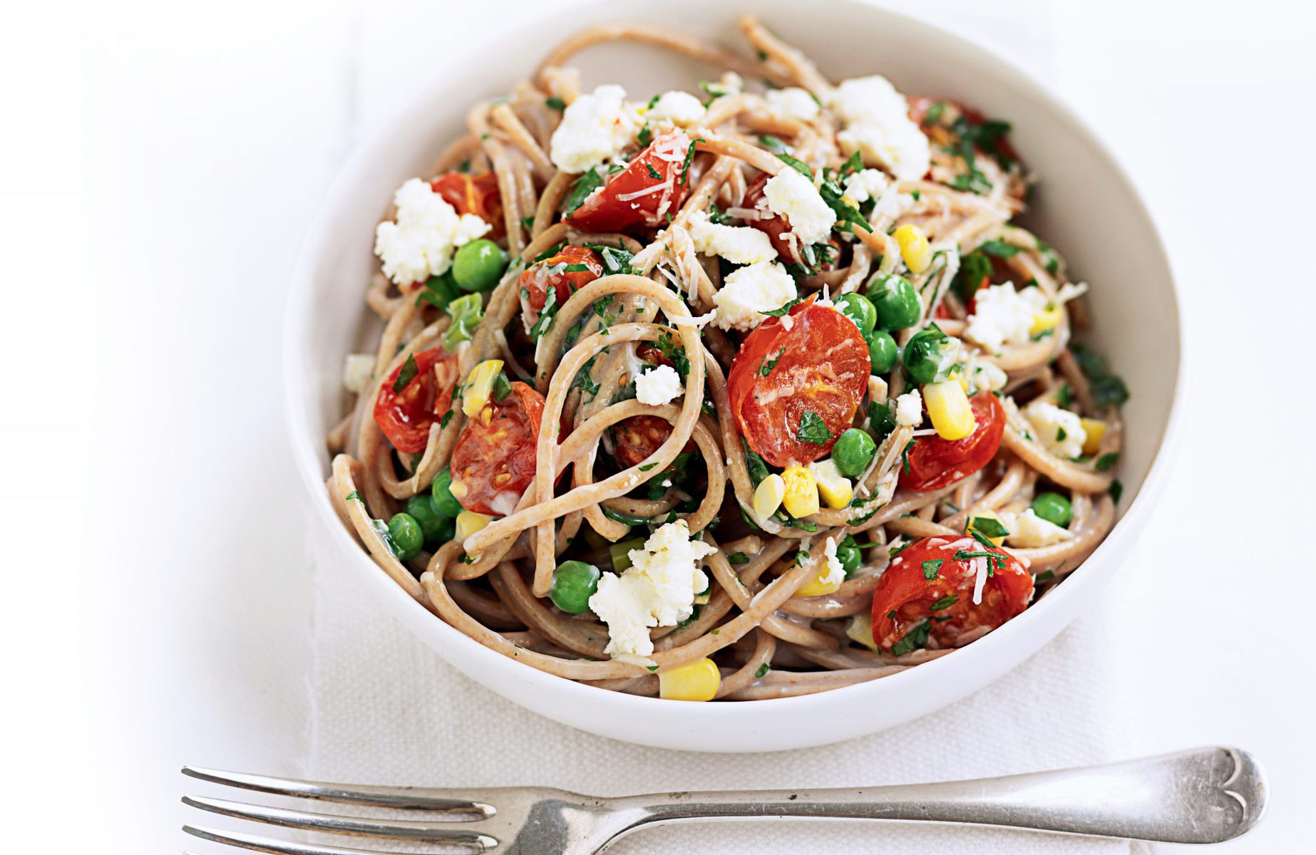 Pea and corn creamy pasta