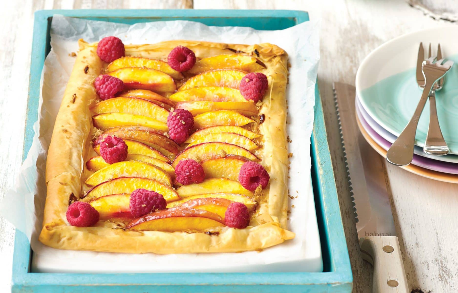 Peach and berry tart