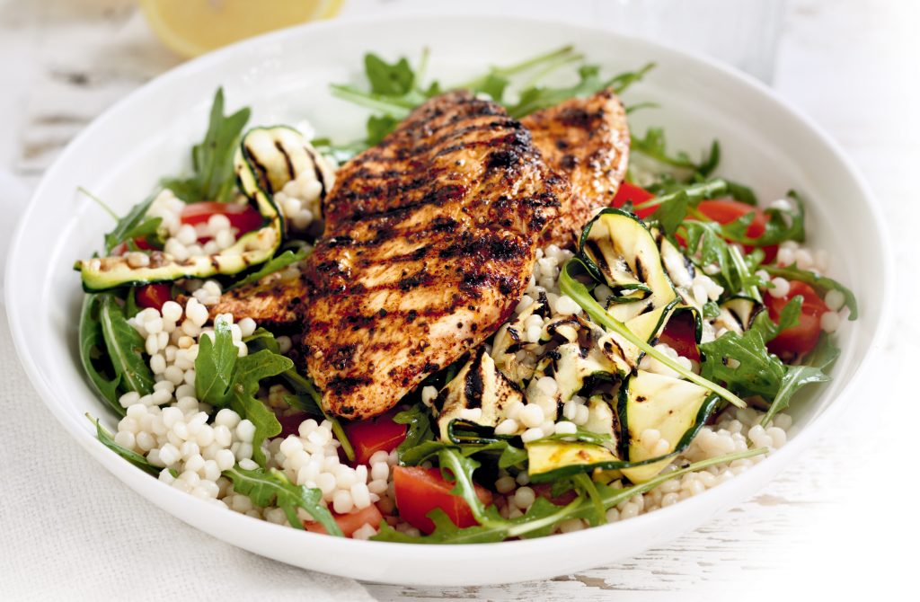 Pepper chicken with pearl couscous salad Pepper chicken with pearl couscous salad