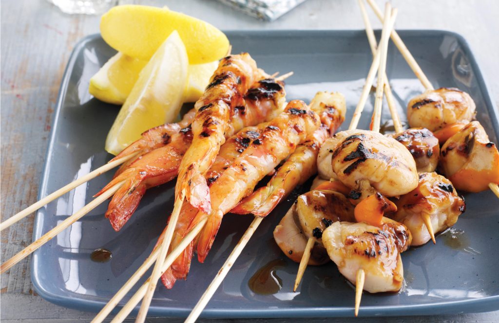 Prawn and scallop skewers Prawn and scallop skewers