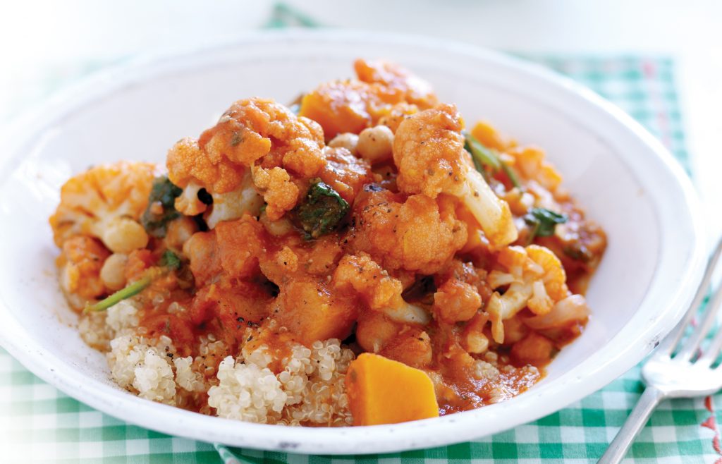 Pumpkin, cauliflower and spinach curry with quinoa