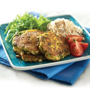 Pumpkin, spinach and feta cakes