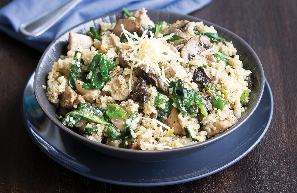 Quinoa chicken, mushroom and parmesan risotto