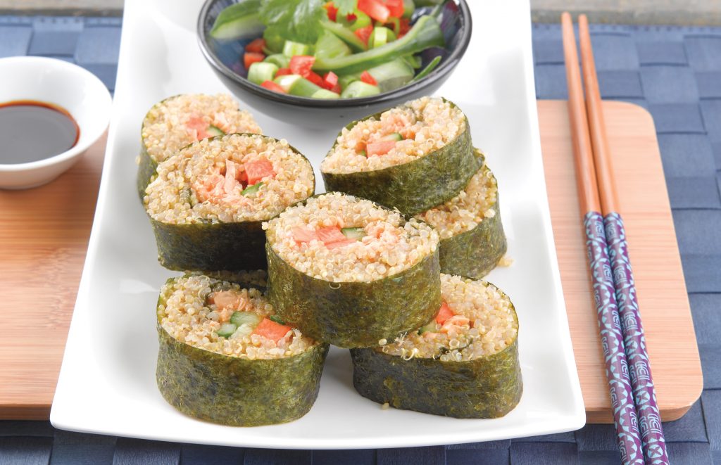 Quinoa sushi with chilli salmon Quinoa sushi with chilli salmon
