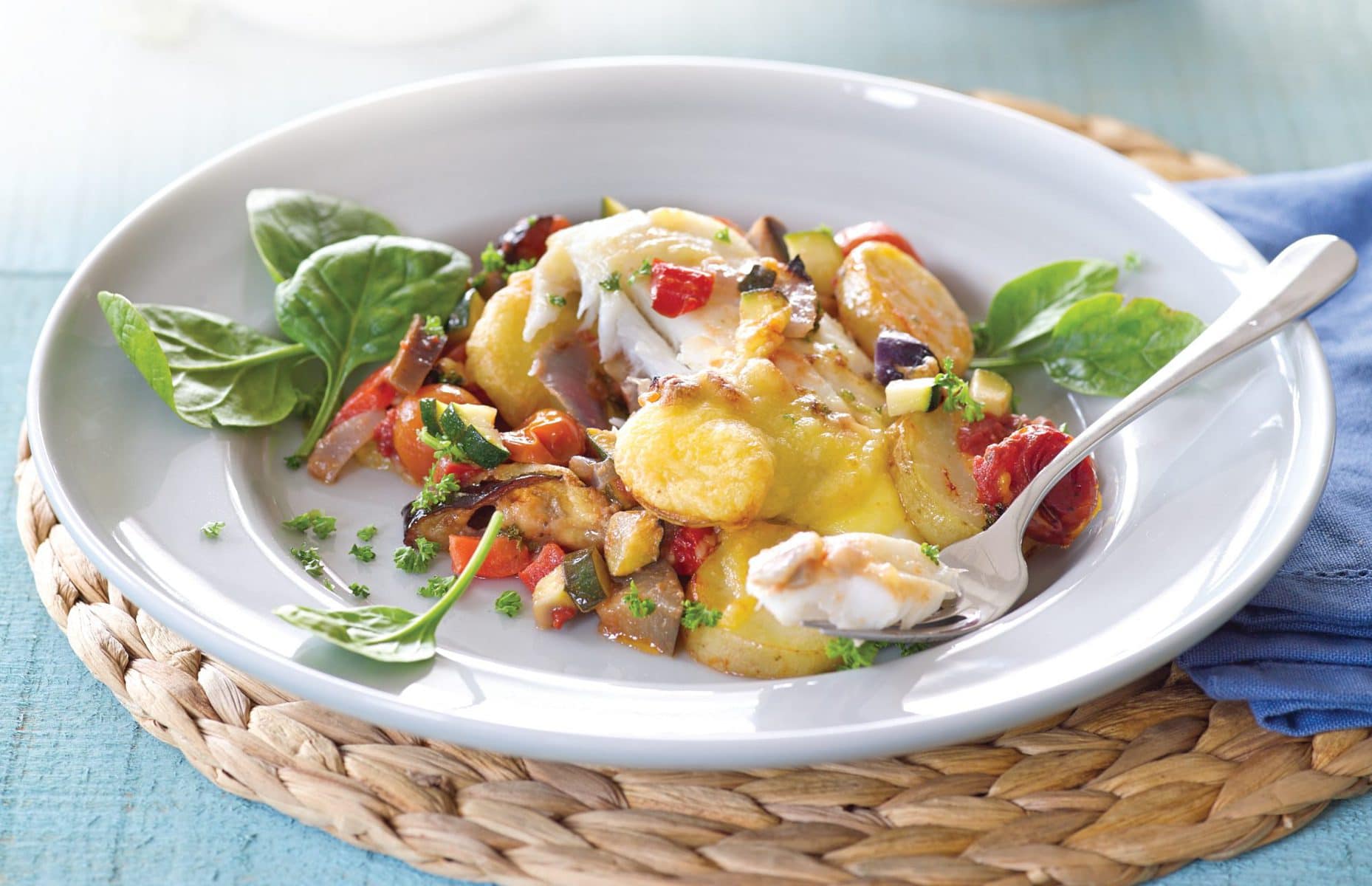 Ratatouille-style summer fish bake