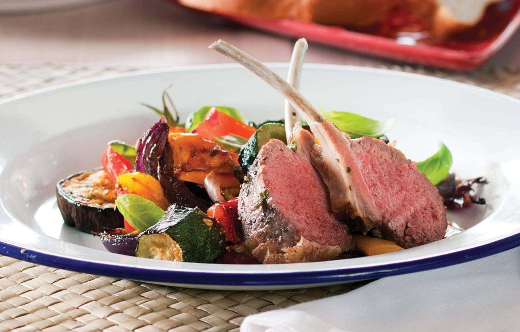 Roast ratatouille and lamb