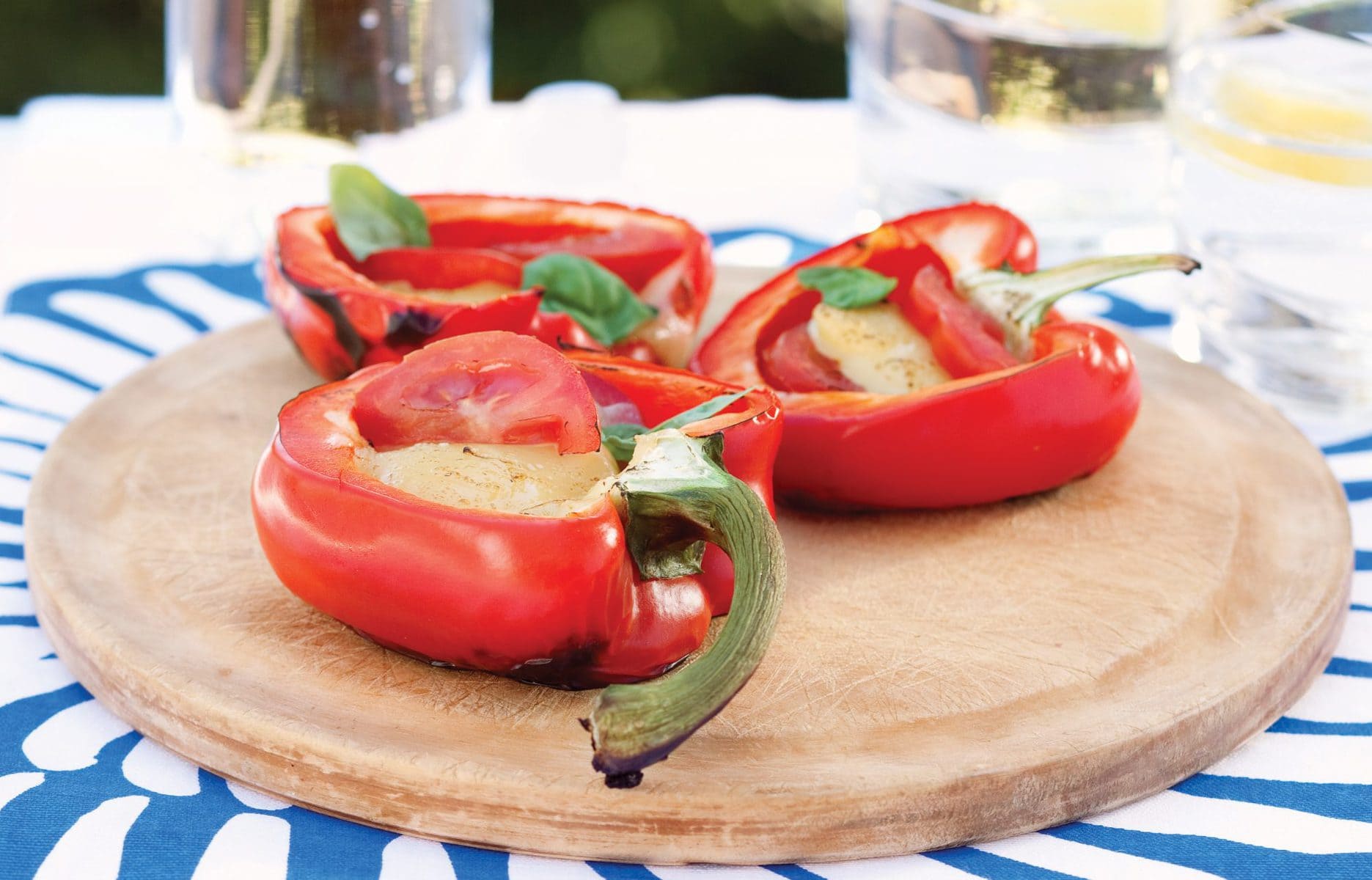 Roasted capsicums with mozzarella and tomatoes