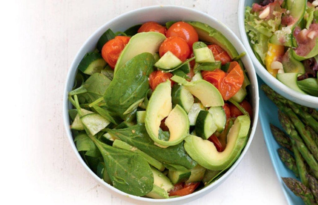 Roasted tomato and avocado salad