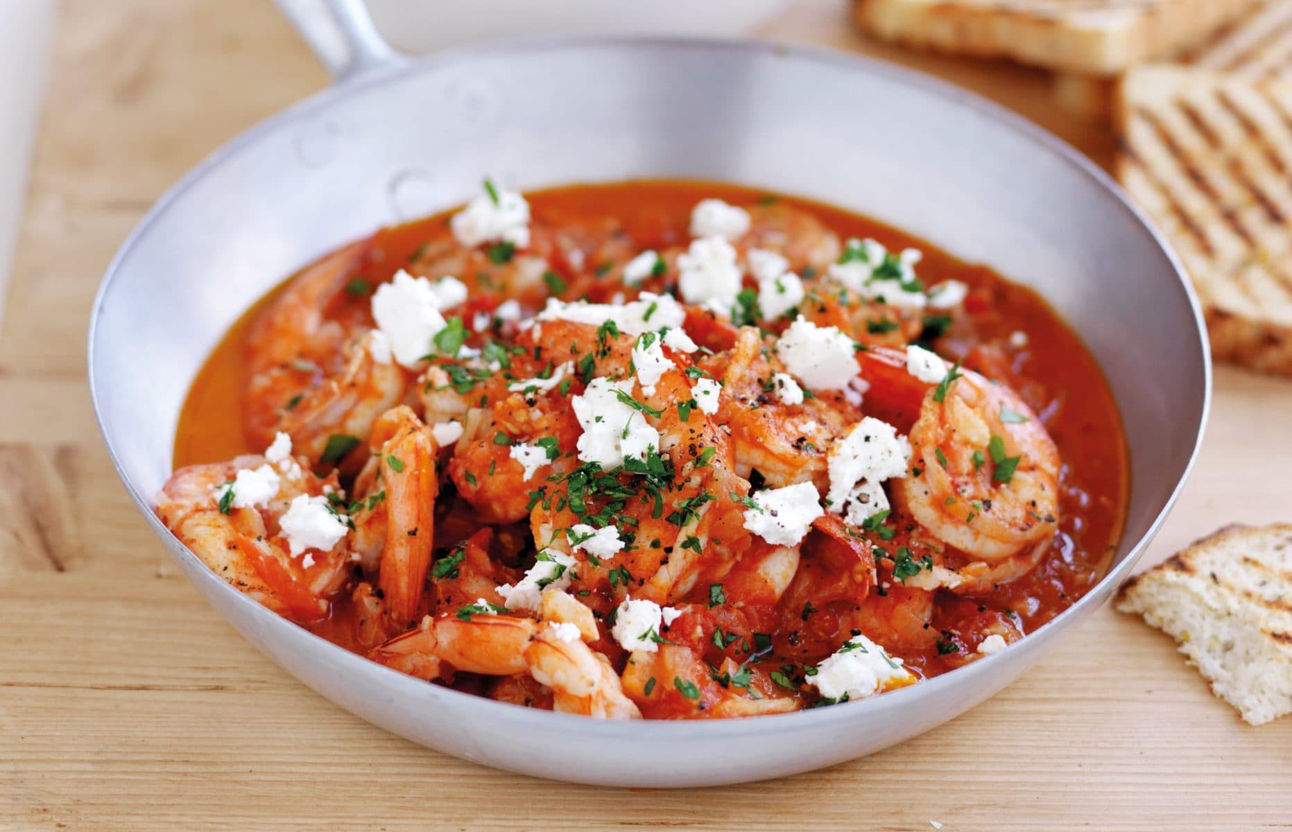 Saganaki prawns