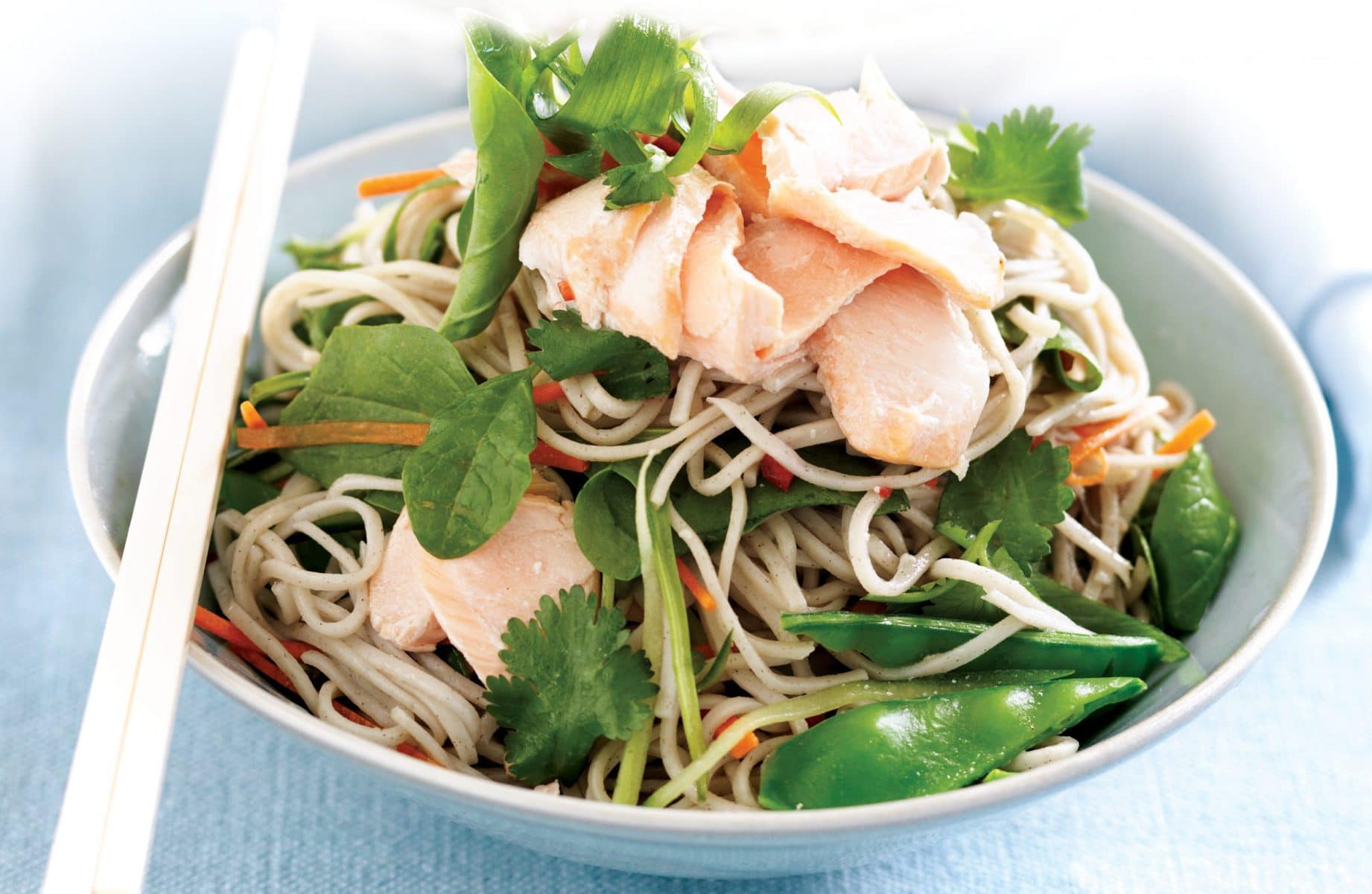 Salmon, cucumber and coriander noodle salad