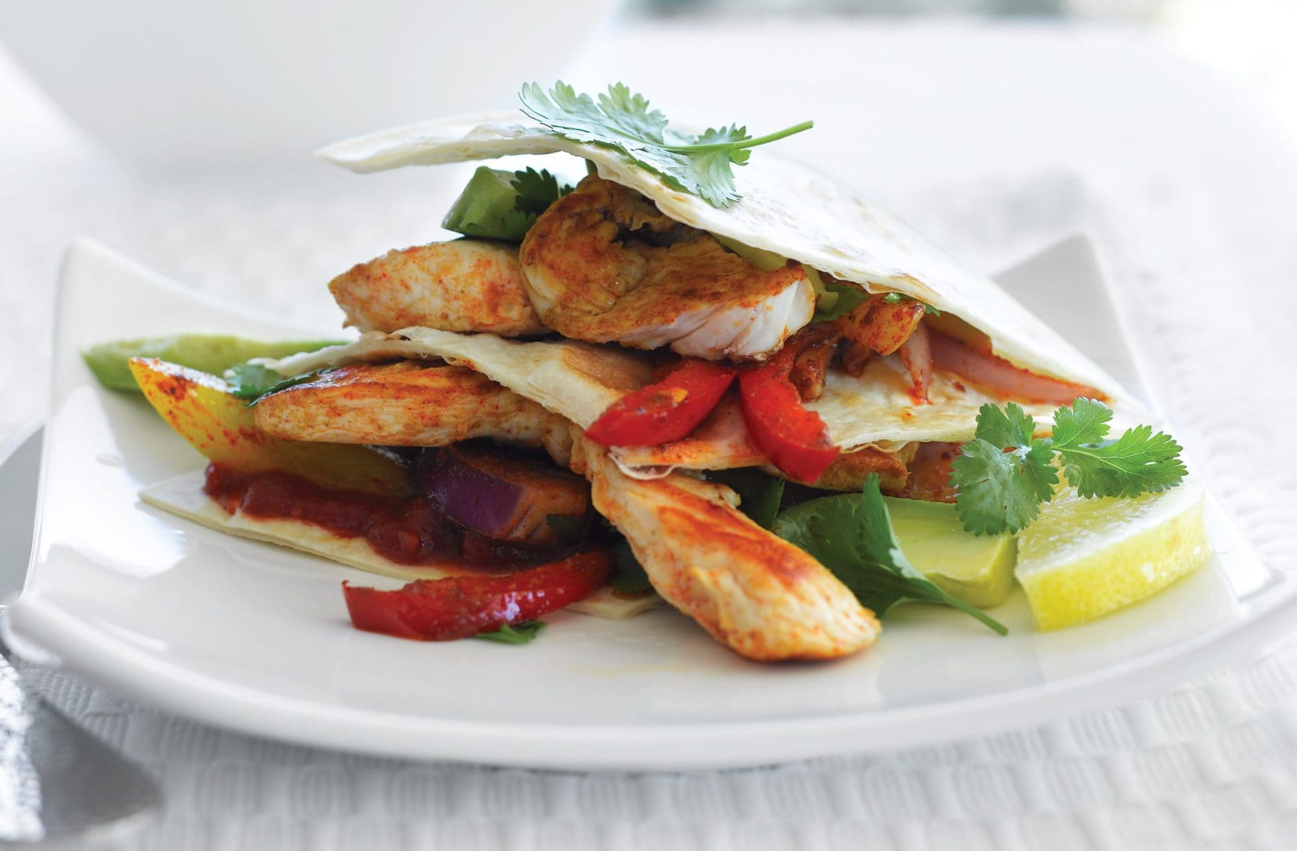 Salsa chicken fajita stacks
