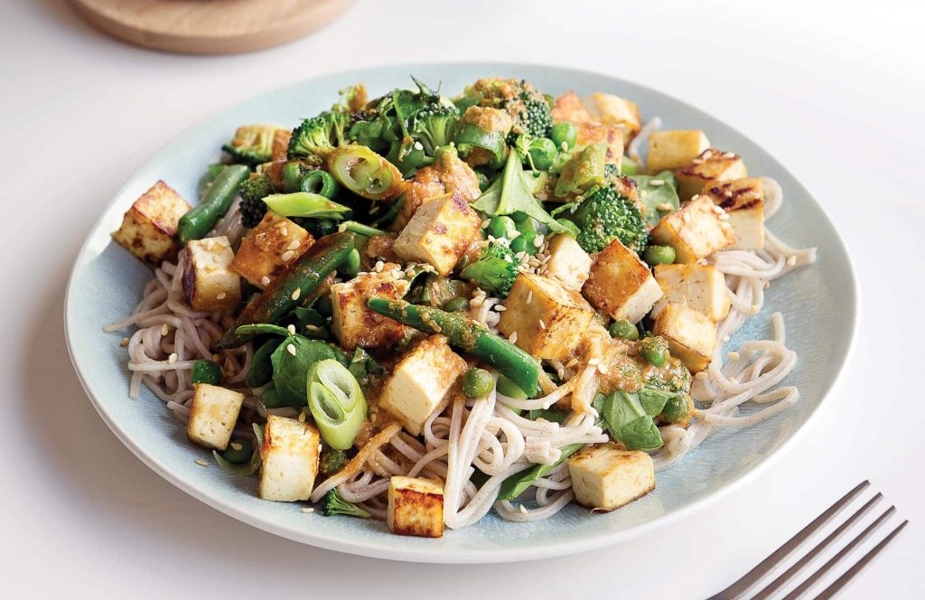 Sesame ginger tofu noodle salad