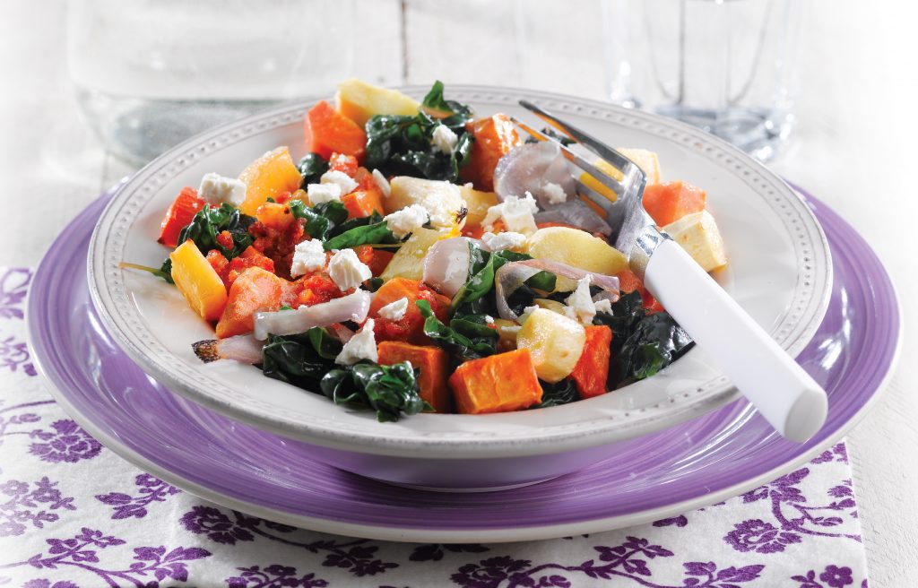 Silver beet and roasted vegetable salad Silver beet and roasted vegetable salad
