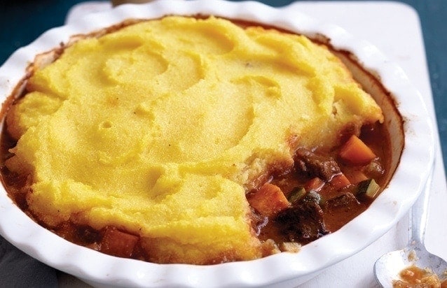 Slow-cooked beef pie with polenta topping Slow-cooked beef pie with polenta topping