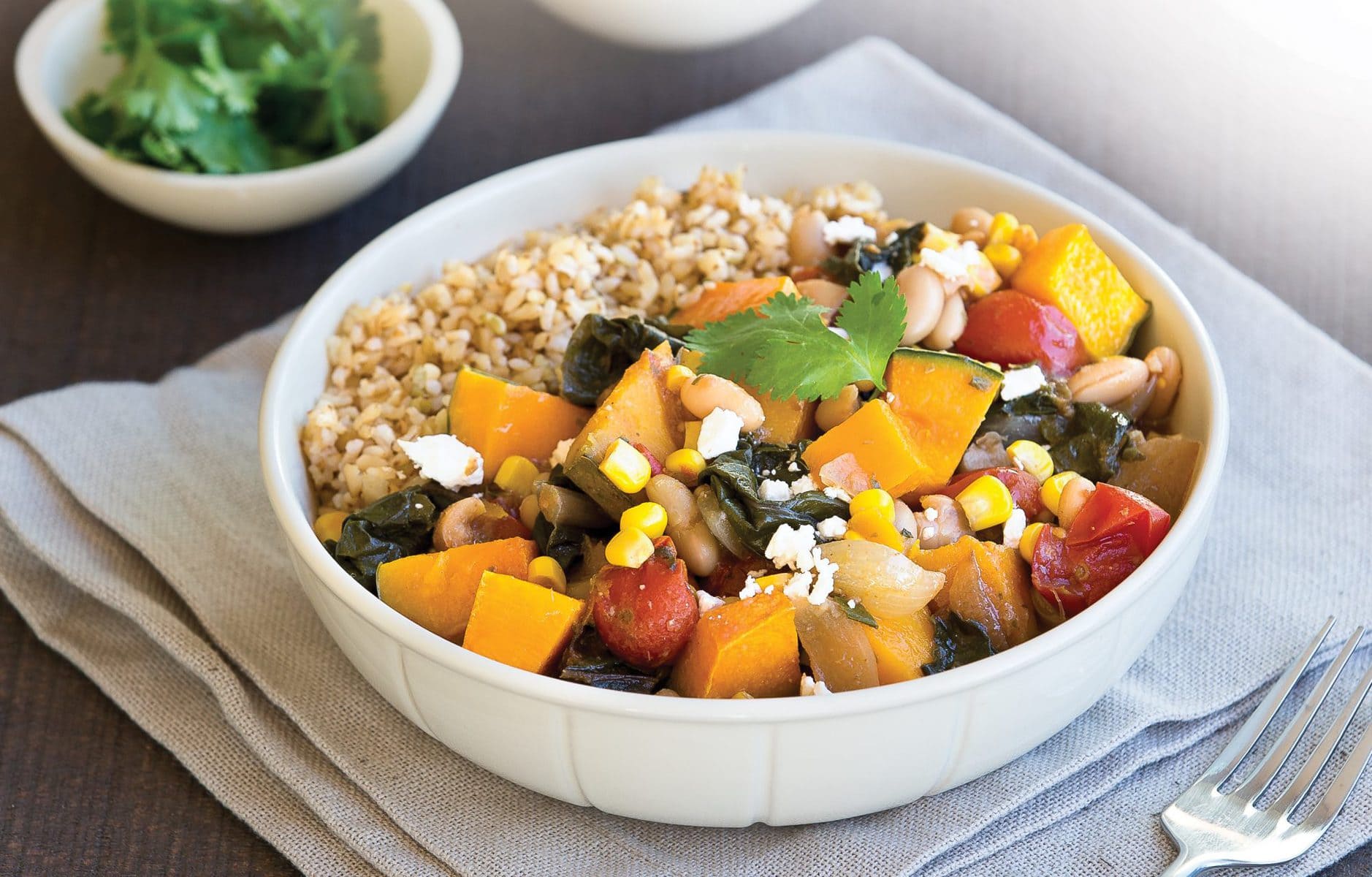 Smoky pumpkin and white bean chilli