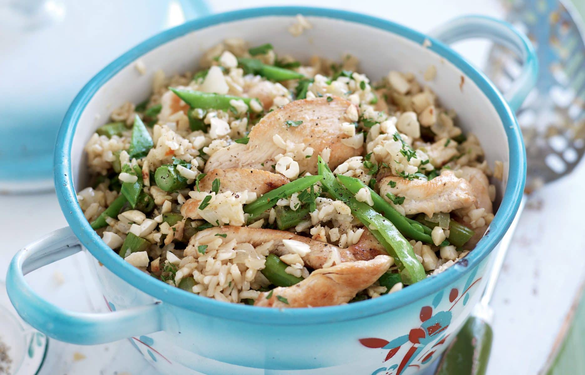 Spiced chicken and cashew pilaf