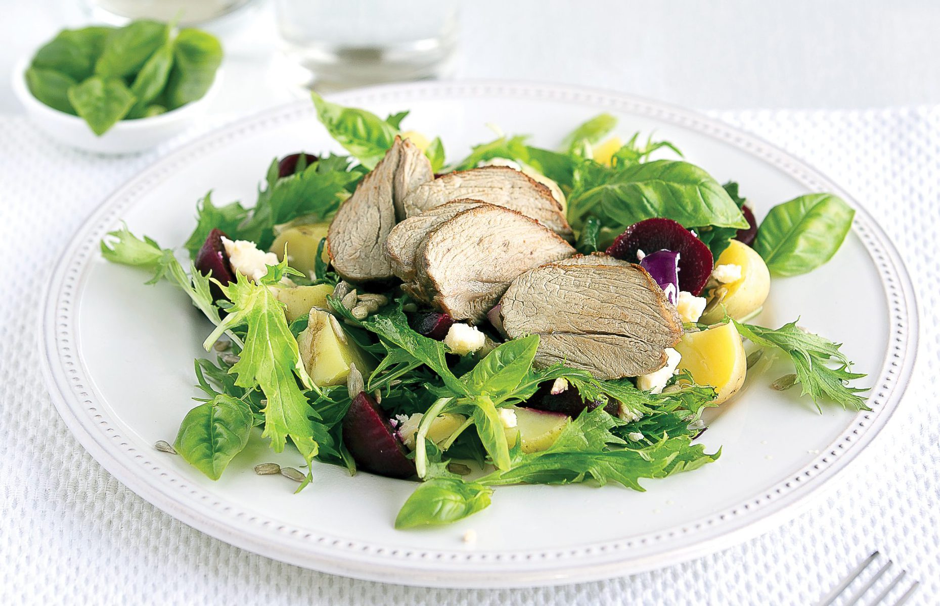 Spiced lamb, beetroot and feta salad