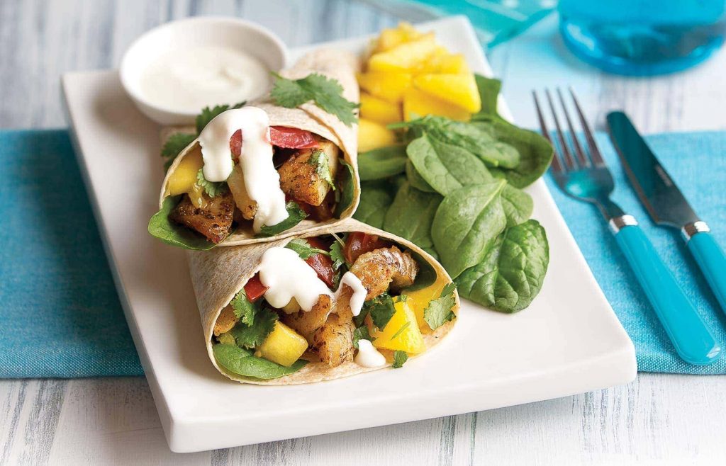 Spicy fish fajitas