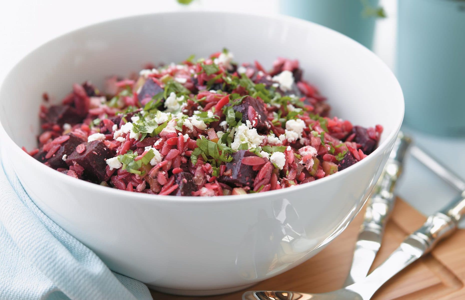 Tasty beetroot and pasta salad