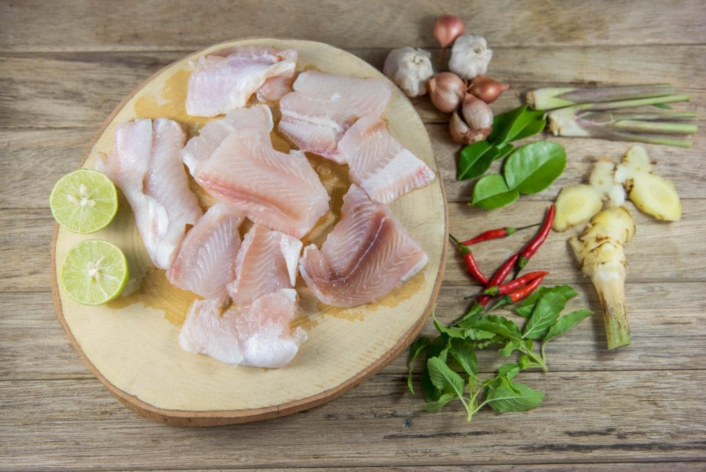 Thai fish curry with hot green curry paste