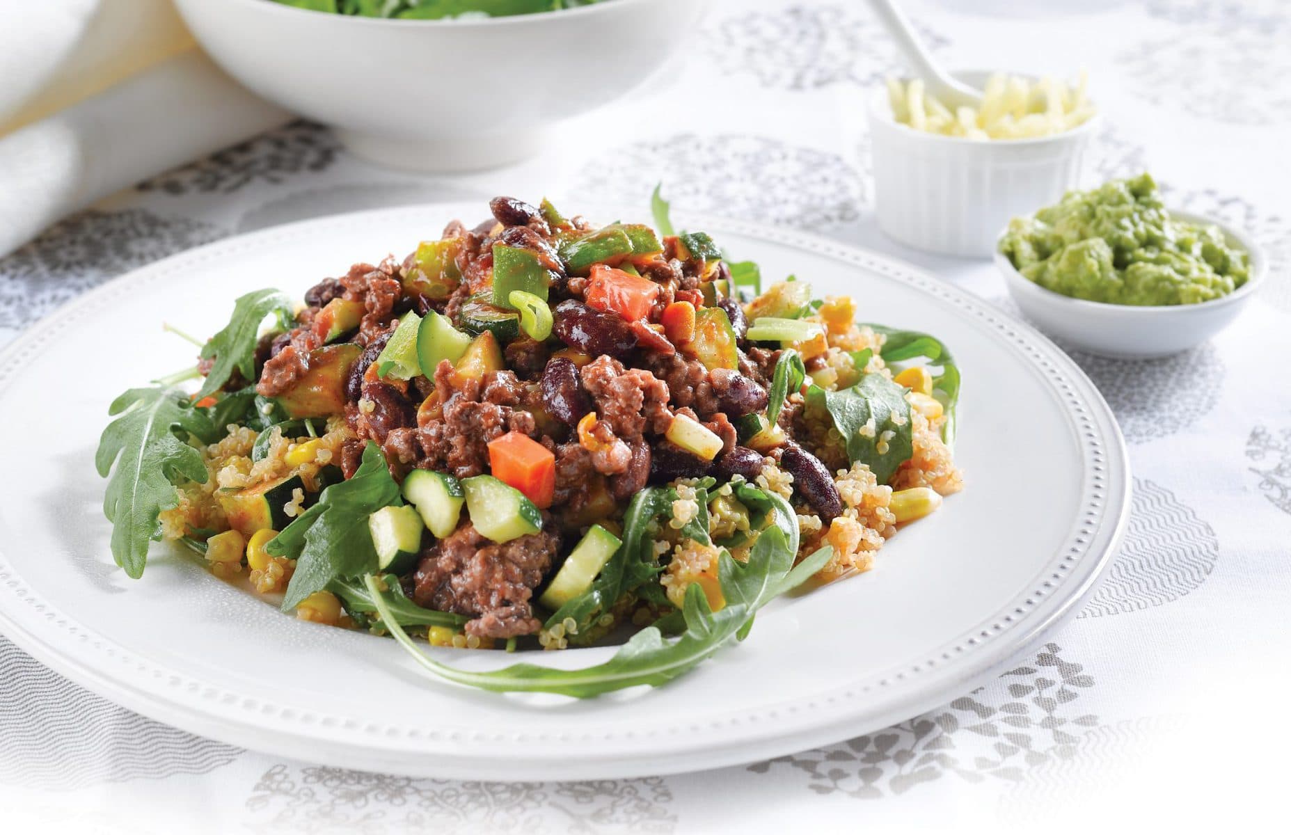 Vege-full chilli with corn quinoa