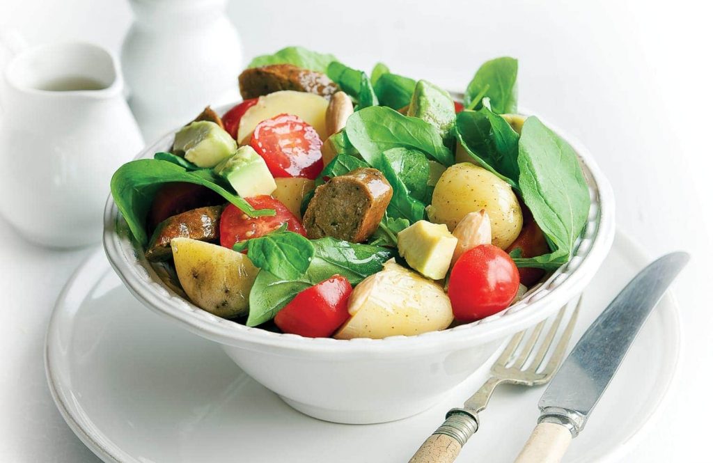 Vegetarian sausage salad