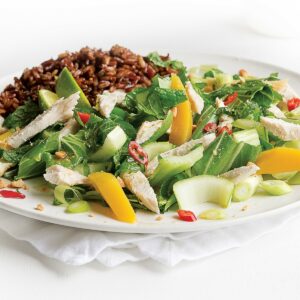 Warm Thai chicken salad with red rice