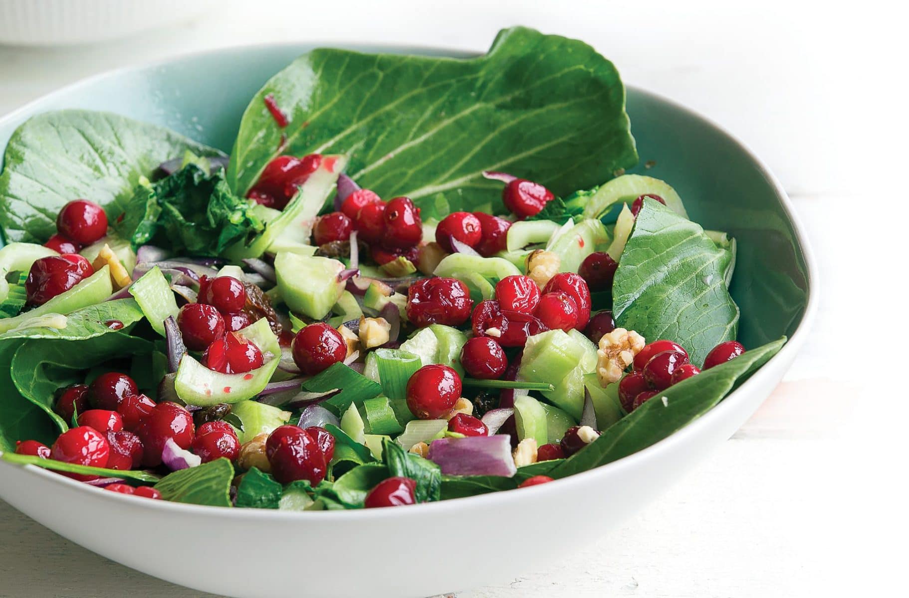 Warm bok choy and cranberry salad