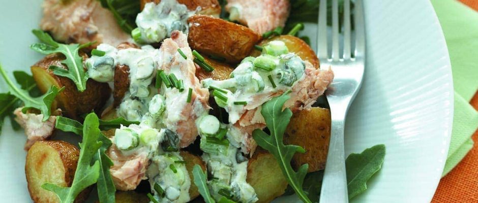 Warm salmon and potato salad