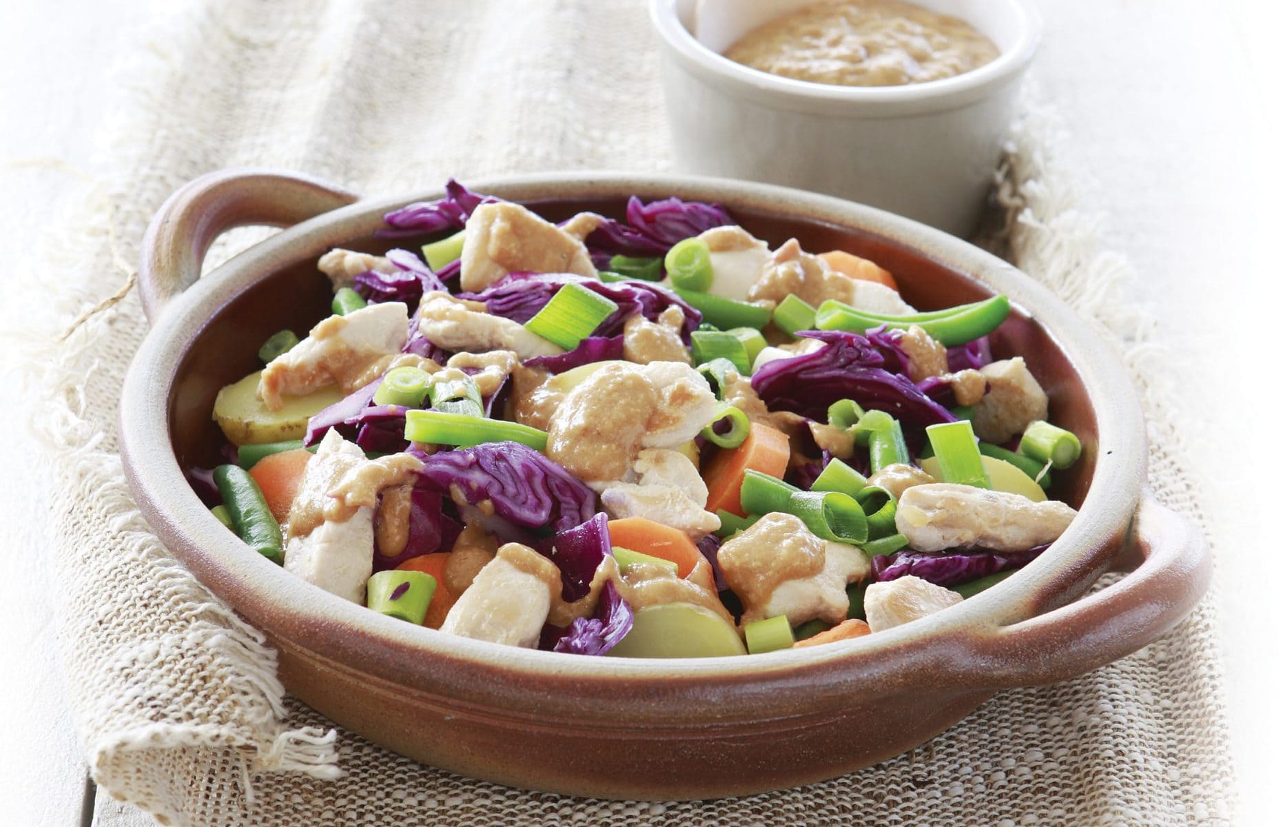 Warm satay chicken salad
