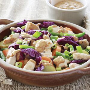 Warm satay chicken salad