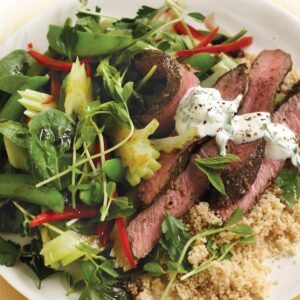 Za’atar lamb with celery salad and mint yoghurt