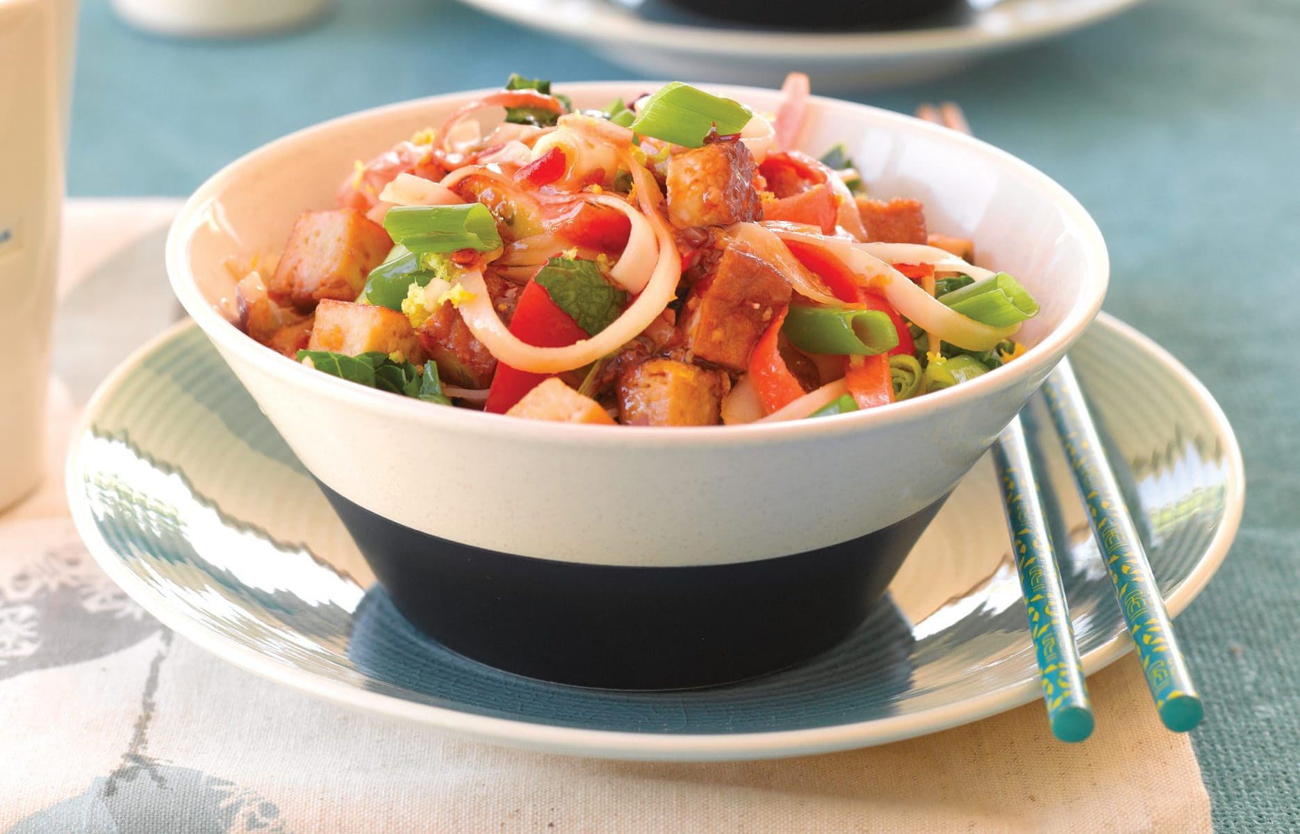 Zesty tofu noodle salad