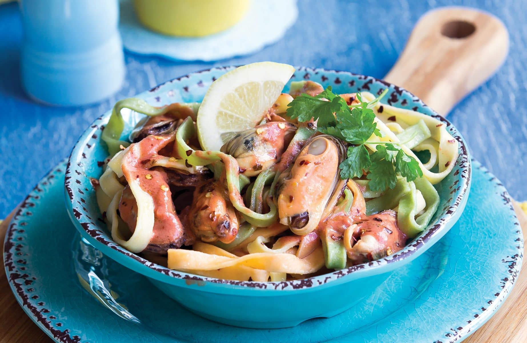 Chilli mussel fettuccine