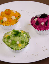 Colourful savoury ‘cupcakes’
