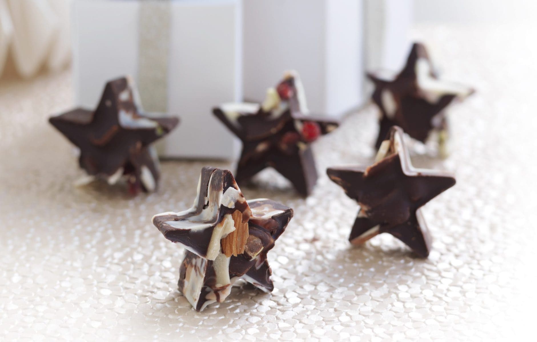 Fruit and nut chocolate stars