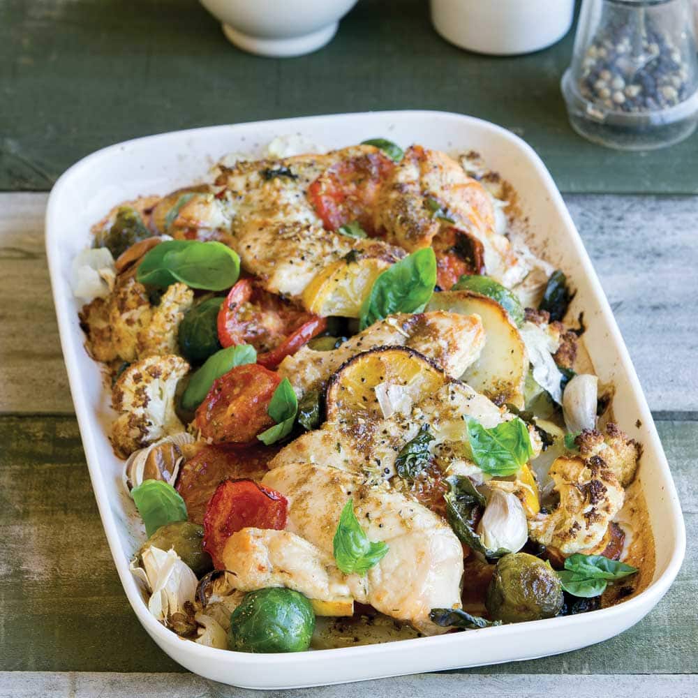 Lemon chicken vege bake