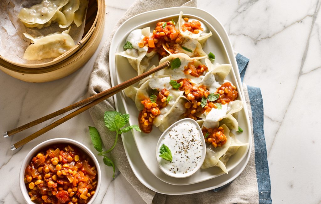Afghani lamb mantu
