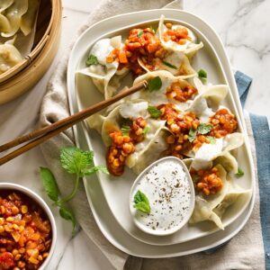 Afghani lamb mantu