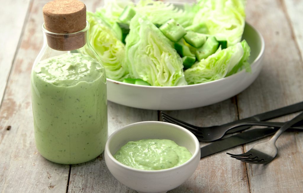 Avocado, cucumber and lime cream dressing