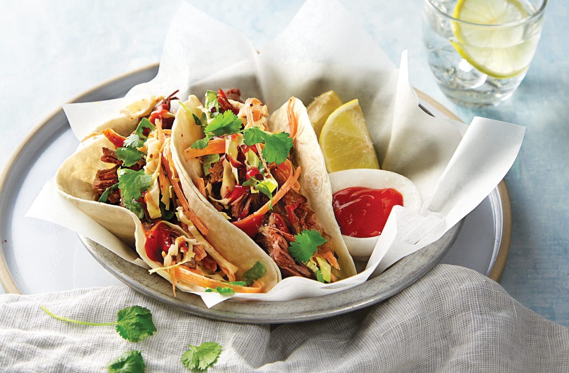Beef and kimchi tacos