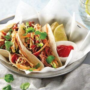 Beef and kimchi tacos