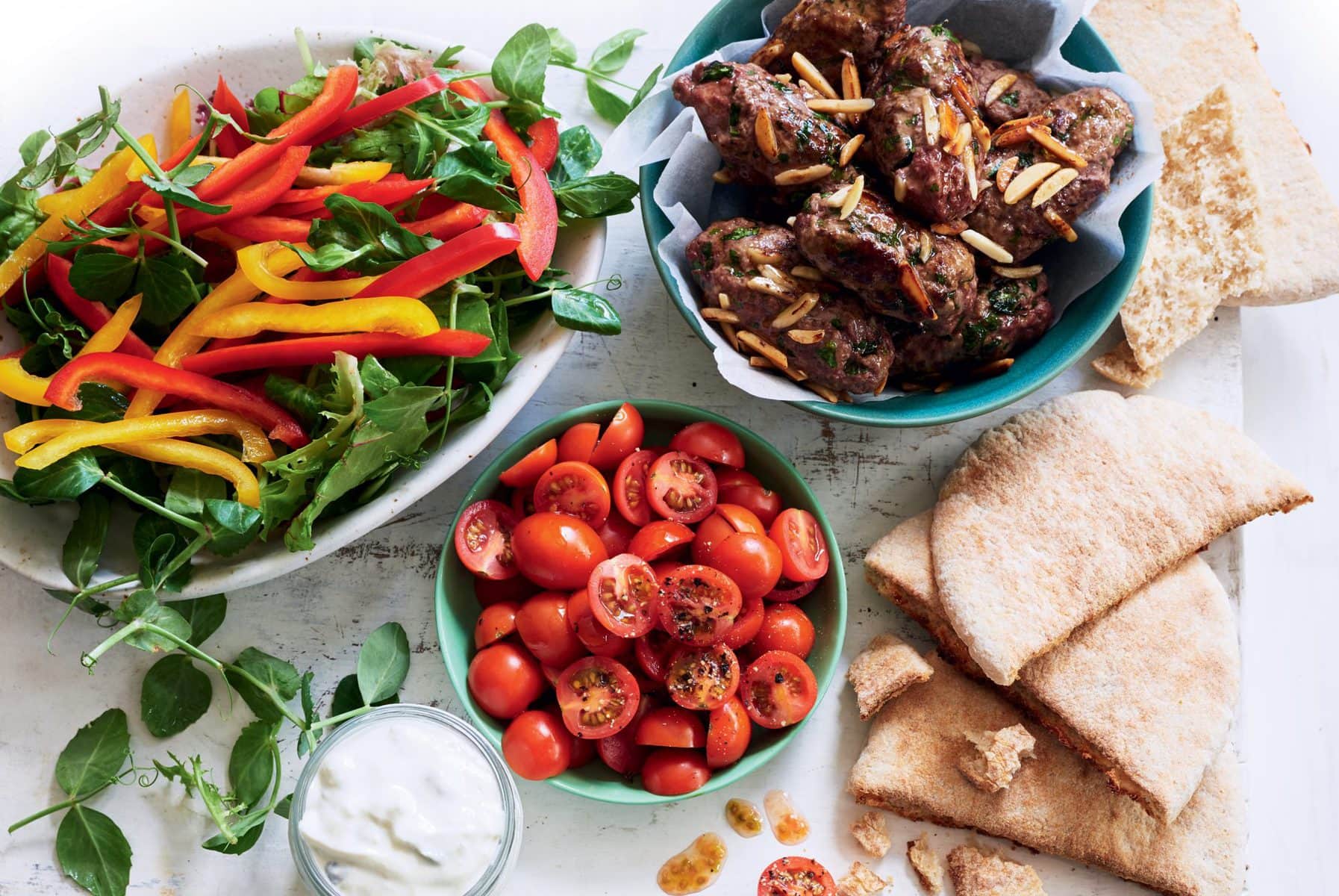 Beef kofta with Mediterranean salad